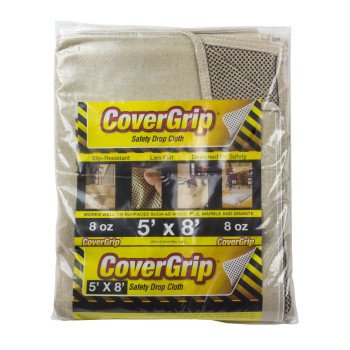 CoverGrip 005808 Drop Cloth, 8 ft L, 5 ft W, Rubber