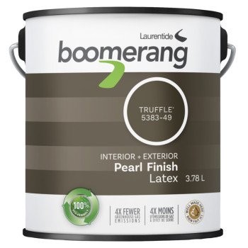boomerang 5383 Series 5383-49L19 Interior Paint, Eggshell Sheen, Truffle, 1 gal, 430 sq-ft Coverage Area