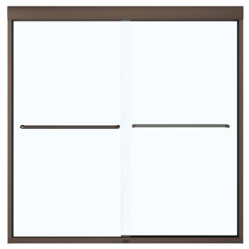 Maax Aura 135661-900-172 Bathtub Door, Semi Frame, Clear Glass, Bypass/Sliding Door, 1/4 in Glass