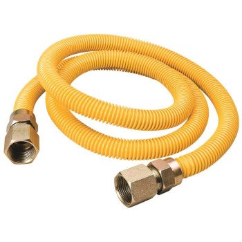 B & K G012YE151536RP Gas Connector, 3/4 x 3/4 in, FIP, Stainless Steel, Yellow Epoxy-Coated, 36 in L