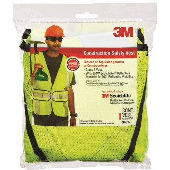 3M TEKK Protection 94617-80030T Reflective Safety Vest, One-Size, Fabric, Fluorescent Yellow
