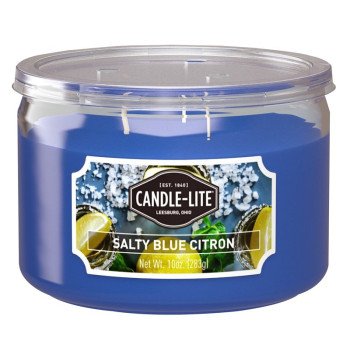Candle-Lite 18791270 Jar Candle, 10 oz Candle, Salty Blue Citron Fragrance, Up to 40 hr Burning