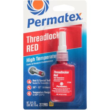 Permatex 27200 Threadlocker, Liquid, Musty, Red, 10 mL Bottle