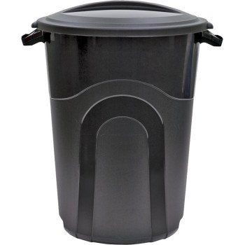 United Solutions TI0019 Trash Can, 32 gal Capacity, Plastic, Black, Snap-On Lid Closure
