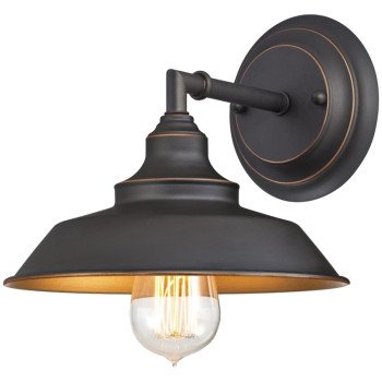 Westinghouse Iron Hill Series 63448 Wall Fixture, 60 W, 1-Lamp, LED Lamp, Oil-Rubbed Bronze Fixture