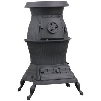 US STOVE 1869/PB65XL Railroad Potbelly Stove, 29 in W, 22-1/4 in D, 32-1/2 in H, 75,000 Btu Heating, Cast Iron