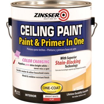 Zinsser 260967 Ceiling Paint, Flat, Bright White, 1 gal, Can, Water