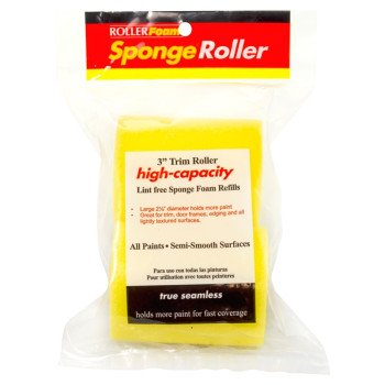 RollerLite 3YF075D Roller Cover, 3/4 in Thick Nap, 3 in L, Foam Cover, Yellow