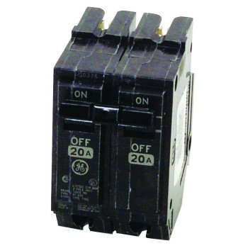 GE THQL2120 Feeder Circuit Breaker, Type THQL, 20 A, 2-Pole, 120/240 V, Non-Interchangeable Trip, Plug