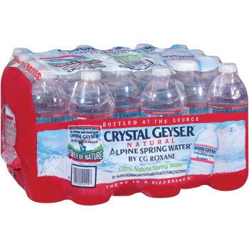 Crystal Geyser 24514-7 Bottle Water, Liquid, Spring Flavor, 16.9 oz Bottle