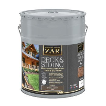 ZAR 68615 Deck and Siding Semi-Transparent Stain, Emerald Gray, Liquid, 5 gal