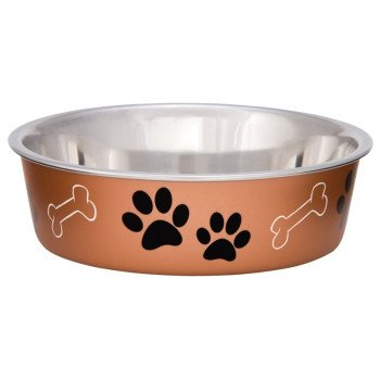 Loving Pets 7450SC Pet Feeding Bowl, S, 15 oz Volume, Polyresin/Stainless Steel, Copper