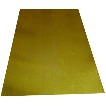K & S 252 Decorative Metal Sheet, 26 ga Thick Material, 4 in W, 10 in L, Brass