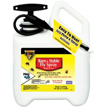 Bonide REVENGE 46186 Barn and Stable Fly Spray, Liquid, Opaque White, Insecticide, 1.33 gal