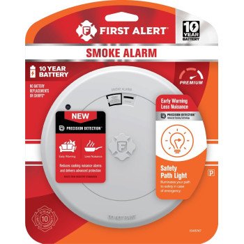 First Alert 1046747 Smoke Alarm with Safety Path Light, Photoelectric Sensor, White
