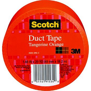 3M 920-ORG-C Duct Tape, 20 yd L, 1.88 in W, Cloth Backing, Tangerine Orange
