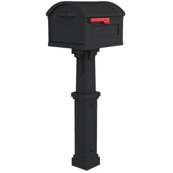 Gibraltar Mailboxes GHC40B01 Mailbox and Post Combo, 2175 cu-in Mailbox, Plastic Mailbox, Black