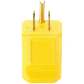 Arrow Hart AH5965Y Electrical Plug, 2 -Pole, 15 A, 125 V, Male, NEMA: NEMA 5-15, Yellow