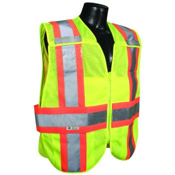 Radians SV24-2ZGM-XL/2XL Expandable Safety Vest, XL/2XL, Polyester, Green/Silver, Zip-N-Rip