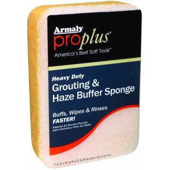 Armaly ProPlus 00606 Heavy-Duty Buffer Sponge, 7-1/2 in L, 5-1/4 in W, 2-1/4 in Thick, Polyester, Yellow