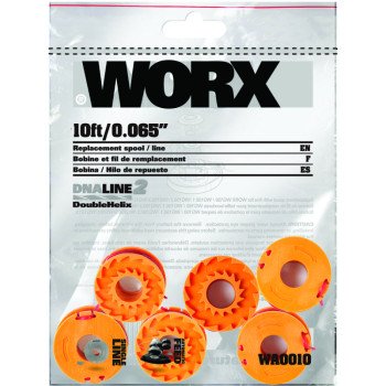 WORX WA0010 Trimmer Spool, 0.065 in Dia, 10 ft L, Plastic, Orange