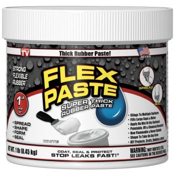 Flex Paste PFSWHTR16 Rubberized Adhesive, White, 1 lb, Jar