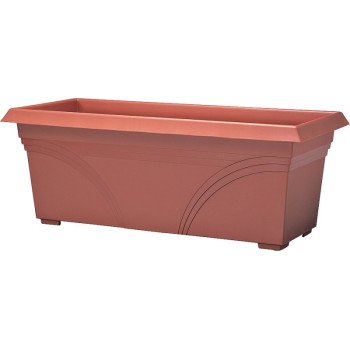 Southern Patio DP2710TC Deck Planter, 10 in H, 26-3/4 in W, 26-3/4 in D, Rectangular, Plastic, Terracotta