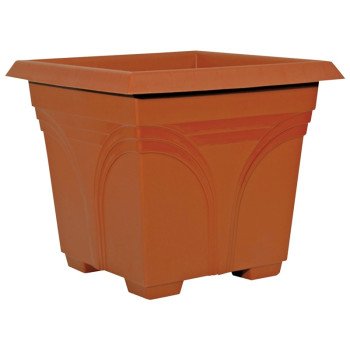 Southern Patio DP1510TC Deck Planter, 13.08 in H, 14.88 in W, 14.88 in D, Square, Plastic, Terracotta
