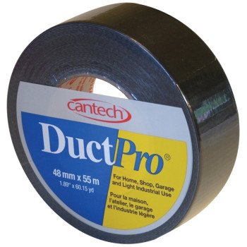 Cantech DUCTPRO 39701 Duct Tape, 55 m L, 48 mm W, Polyethylene Backing, Black