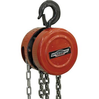 Speedway 7518 Chain Hoist, 1 ton Capacity, 9 ft 10 in H Lifting, 12-1/2 in Head Room