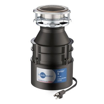 InSinkErator Badger Series 78578A-IS Garbage Disposal with Cord, 26 oz Grinding Chamber, 1/2 hp Motor, 120 V, Steel