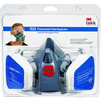 3M TEKK Protection 7513PA1-A/R7513ES Valved Paint Spray Respirator, L Mask, P95 Filter Class, Dual Cartridge