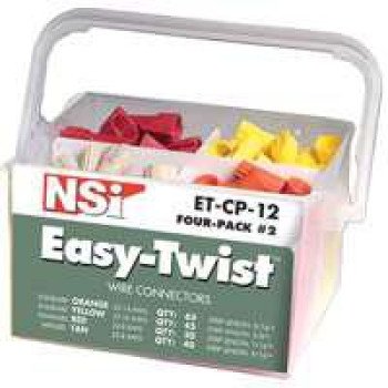 NSI Easy-Twist ET-CP-12 Wire Connector Pail, Combination, Thermoplastic, Orange/Red/Tan/Yellow