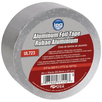 IPG 9201 Foil Tape, 30 yd L, 2 in W, Aluminum Backing