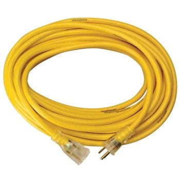 CCI 2885 Extension Cord, 12 AWG Cable, 100 ft L, 15 A, 125 V, Yellow