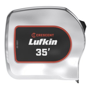 Crescent Lufkin Chrome Power Tape Series L935-02 Tape Measure, 35 ft L Blade, 1-1/8 in W Blade