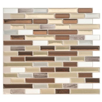 Smart Tiles Mosaik Series SM1053-4 Wall Tile, 9.1 in L Tile, 10.2 in W Tile, Straight Edge, Muretto Durango Pattern