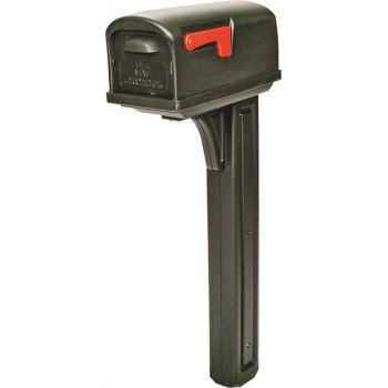 Gibraltar Mailboxes Classic Series GCL10000B Mailbox Post Combo, 800 cu-in Mailbox, Plastic Mailbox, Plastic Post, Black