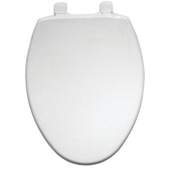 Mayfair 1580ARSL 000 Toilet Seat, Elongated, Plastic, White, Top-Tite Hinge