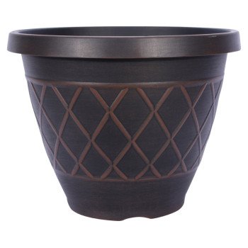 Southern Patio HDR-054832 Planter, 13 in H, Round, Resin, Brown