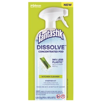 Fantastik Dissolve 00048 Kitchen Cleaner Starter Kit, Dissolve Pod, Marine, Ozone, Green Yellow