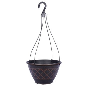 Southern Patio HDR-054825 Hanging Basket Planter, 12 in H, Resin, Brown