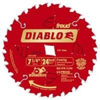 Diablo D0724W Circular Saw Blade, 7-1/4 in Dia, 5/8 in Arbor, 24-Teeth, Carbide Cutting Edge