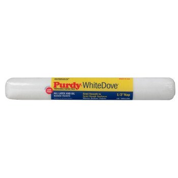 Purdy White Dove 140688183 Roller Cover, 1/2 in Thick Nap, 18 in L, Dralon Fabric Cover, White