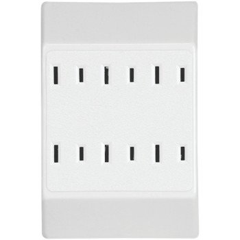 Eaton Wiring Devices C1746W Outlet Adapter, 2 -Pole, 15 A, 125 V, 6 -Outlet, NEMA: NEMA 1-15R, White