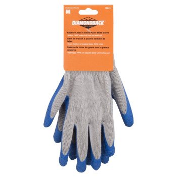 Diamondback GV-SHOWA/M Gripper Work Gloves, Men & Women, 9-1/8 in L, Knit Liner Cuff, Rubber Latex Coating, Grey & Blue