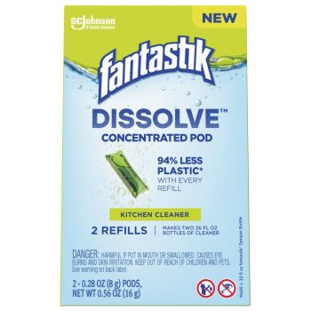 Fantastik Dissolve 00049 Kitchen Cleaner Refill, 0.28 oz, Dissolve Pod, Marine, Ozone, Green Yellow
