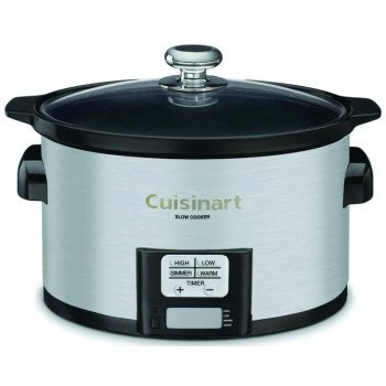 Cuisinart PSC-350C Slow Cooker, 3.5 qt Capacity, 120 V, 200 W, Touchpad Control, Ceramic/Stainless Steel, Silver