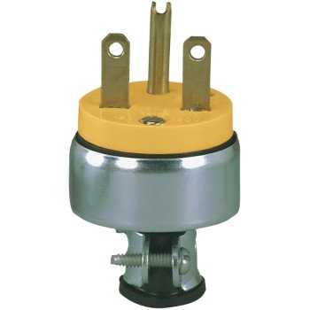 Eaton 2866-6W Armored Plug, 2-Pole, 15 A, 250 VAC, NEMA: NEMA 6-15, Yellow