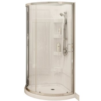 MAAX Cyrene 300001-000-001-102 Shower Kit, 34 in L, 34 in W, 76 in H, Acrylic, Chrome, Glue Up Installation, Round